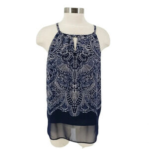 Sam Edelman Halter Tank Top Navy Keyhole Layered Sleeveless Shirt